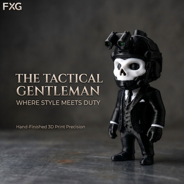 J BIRD Taktische Gentleman-Figur als Schreibtisch-Dekoration in Schwarz - Bild 1