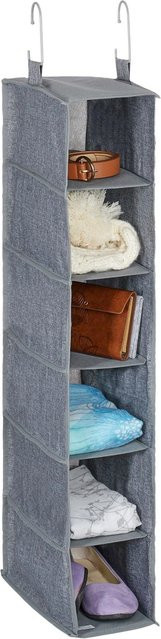 Relaxdays Kleiderschrank Hängeregal aus Polyester und Kunststoff, faltbar mit 6 Fächern, Grau Schwarz, B: 92 cm, T: 30 cm, H: 15,5 cm - Bild 1