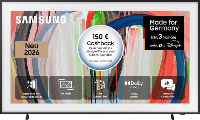Samsung The Frame LS03HA QLED Smart TV 55 Zoll 4K Ultra HD Vision AI schwarz - Bild 1