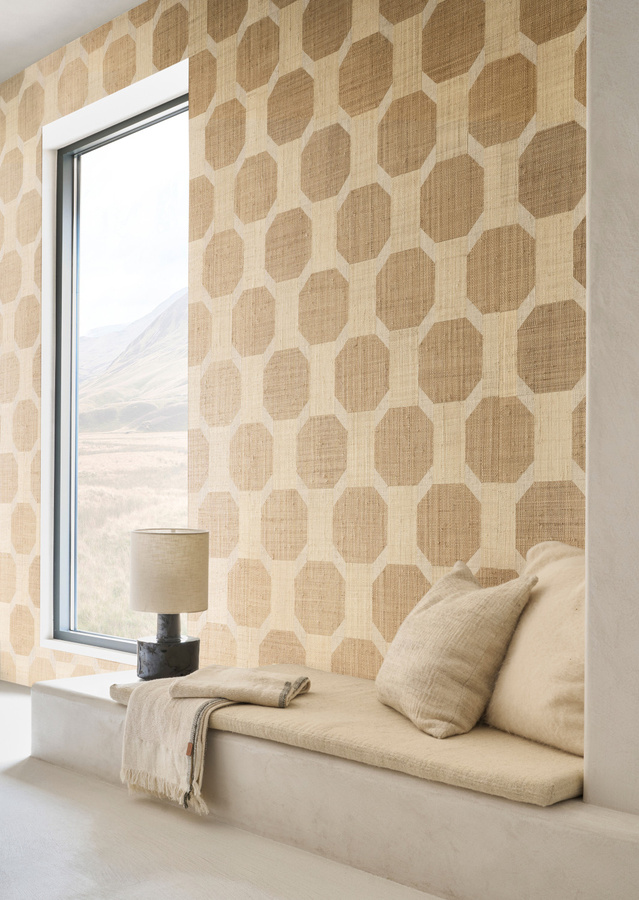 Omexco Tapete Vibrant PU431 Vlies-Tapete mit abstraktem geometrischem Muster in Beige und Braun - Bild 1