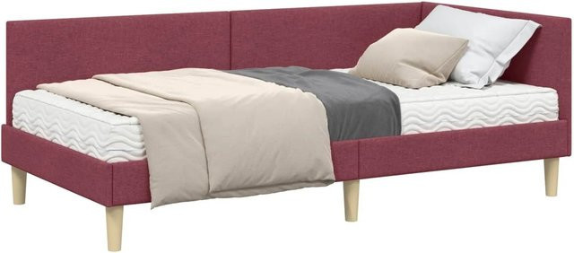 vidaXL Eckbettgestell mit Matratze, 2-teiliges Set, Grau, Stoff, B/T: 90 x 200 cm - Bild 1