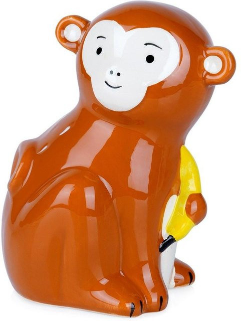 Keramik Affe Sparschwein von SuperMerchantEU in Orange, B/T/H: 12,0 x 16,5 x 12,5 cm - Bild 1