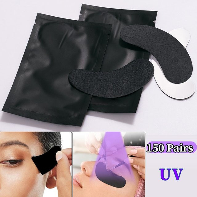 XINYILEJIA Wimpernverlängerung Augengel Pads, 150 Paar, Schwarz, Matt - Bild 1