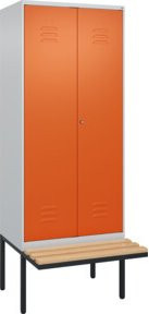 C+P Möbelsysteme Spind Classic PLUS Schwarz-Weiß Sitzbank mit 2 Abteilen, Sitzfläche aus Buche-Hartholz und Zylinderschloss, B/T/H: 212 x 80 x 81,5 cm - Bild 1