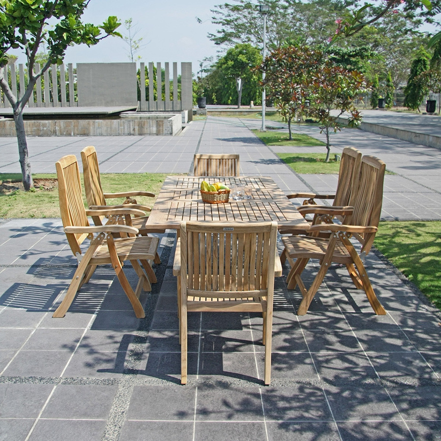 Zebra Ausziehtisch BRASILIA aus Teakholz in Braun mit Schirmloch und Butterfly-Ausziehmechanismus B/T/H: 160 x 100 x 75 cm - Bild 1