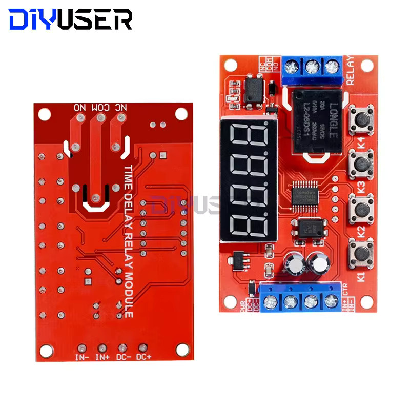 DIYUSER Einstellbares Zeitverzögerungsrelais-Modul 5-24V DC 10A Digitaler Zeitschalter für Motorpumpen und LED-Beleuchtung zur Industriesteuerung - Bild 3