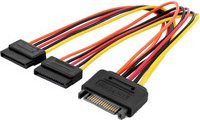Digitus SATA Y-Stromkabel mit 1x SATA-Strom-Stecker 15-polig und 2x SATA-Strom-Buchse 15-polig in Blau/Mehrfarbig - Bild 1