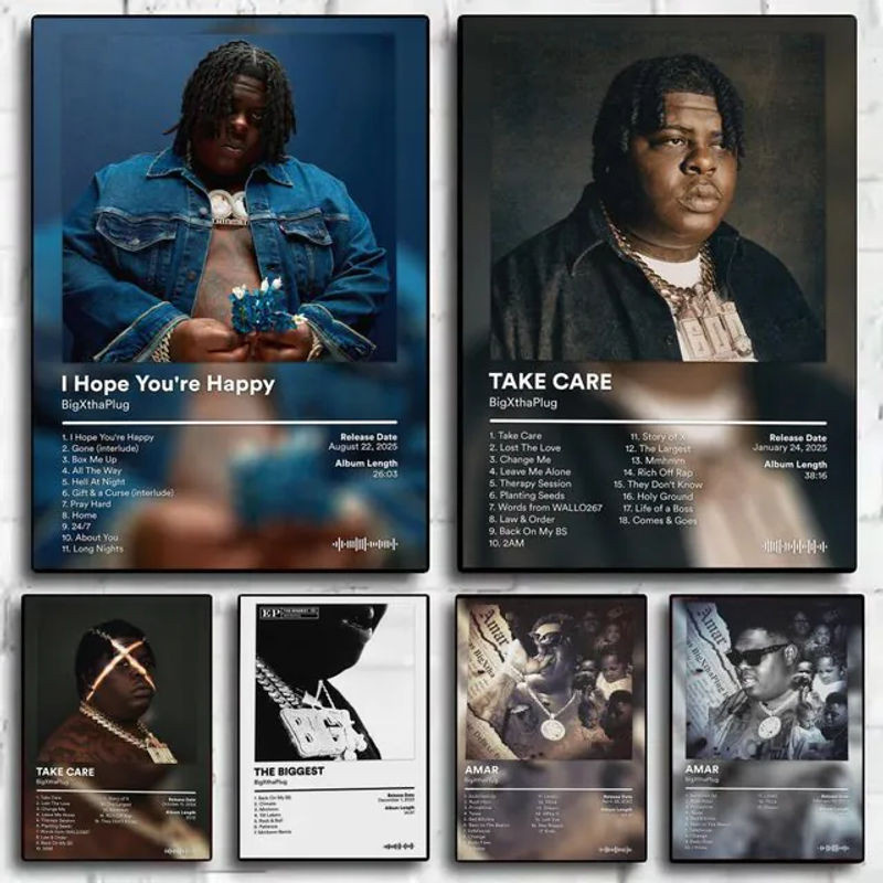 B-BigXthaPlug Album-Poster als selbstklebender HD-Wandaufkleber in Schwarz und Mehrfarbig aus Papier - Bild 1