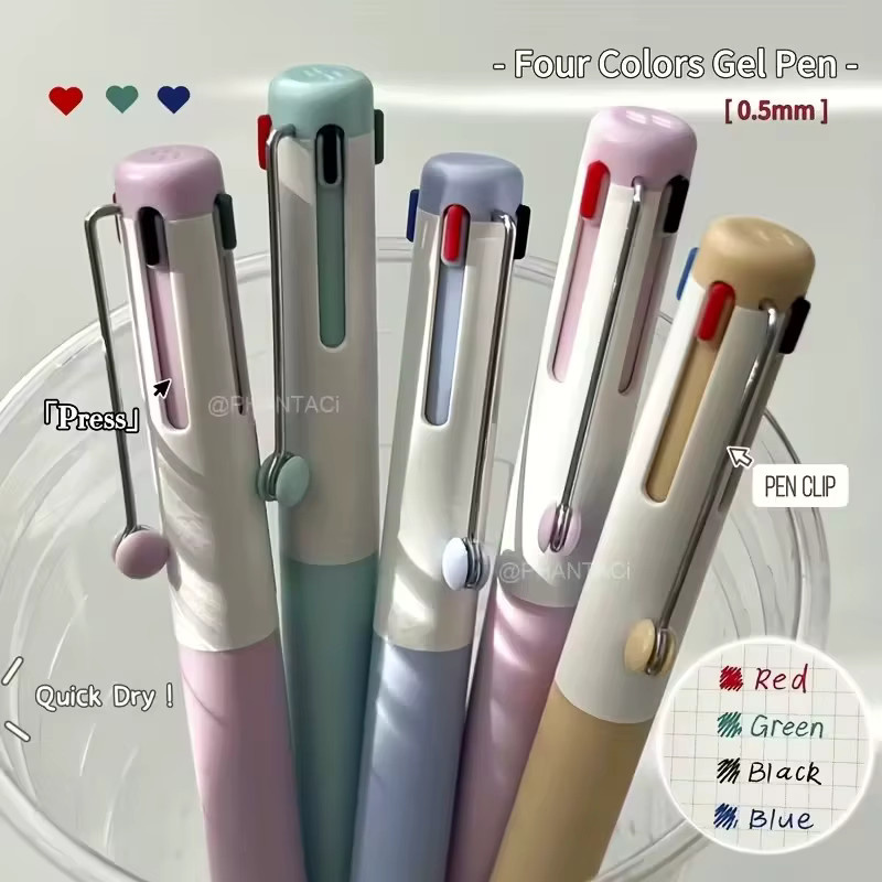 Gelstifte mit 0,5 mm mittlere Spitze in Schwarz, Rot, Blau und Grün mit ergonomischem Griff und schneller Trocknung - Bild 2