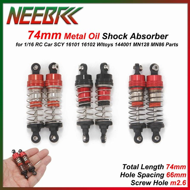 NeebRC Stoßdämpfer, Metall, 74 mm, 1:16, Rot - Bild 1