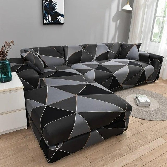 2er-Set elastische Spandex-Ecksofa-Bezüge für L-förmige Sofas von Your Warm Home, grau, Breite: 90-140 cm - Bild 1
