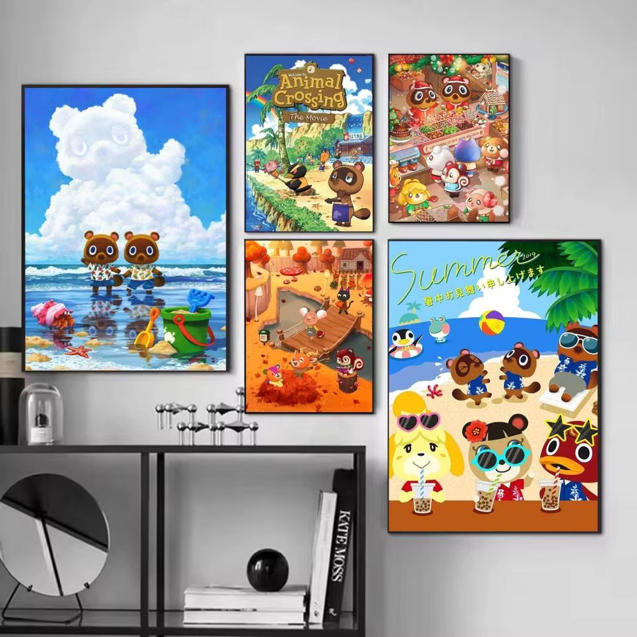 Vintage Cartoon Animal Crossing Poster aus Papier in Mehrfarben, Wandkunst für dein Zuhause oder Arbeitszimmer, B/H: 15 x 15 cm - Bild 3
