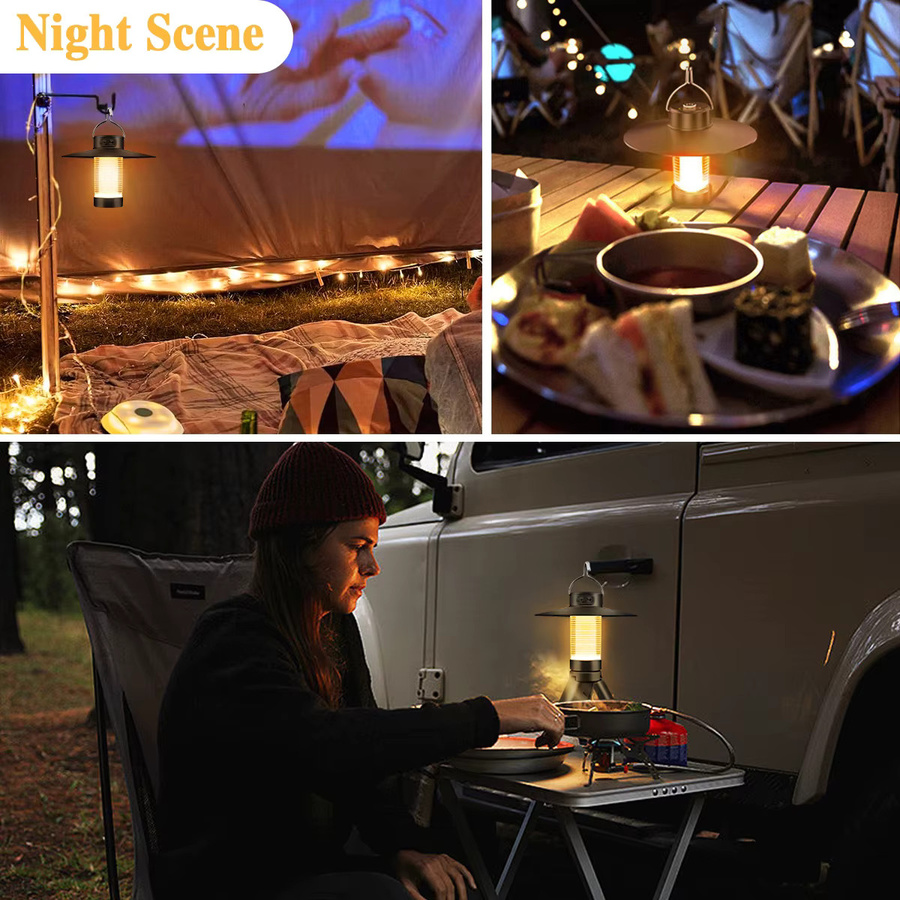 AMARYLLIS LED Camping Laterne mit Stativ und Magnet, USB-aufladbare Notlampe mit 4 Beleuchtungsmodi, Schwarz - Bild 5