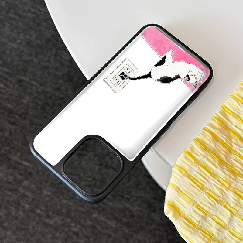 AIR PLUS Handyhülle im koreanischen Stil mit niedlicher Kuhkatze für iPhone 11 bis iPhone 17 Pro Max, Farbe: Schwarz - Bild 2
