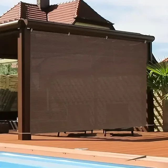 Brauner UV-Schutz Schattenstoff aus Vinyl mit Ösen für Garten, Terrasse und Gewächshaus, 200 x 200 cm - Bild 1
