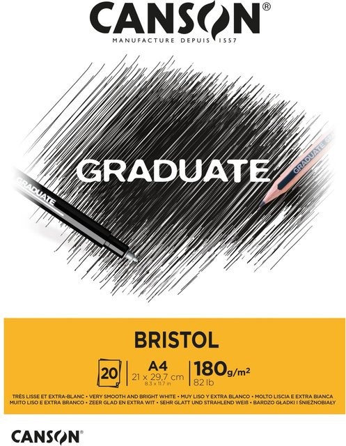 Canson Graduate Bristol Papier Block, Hellweiß, 20 Blatt, A4 - Bild 1