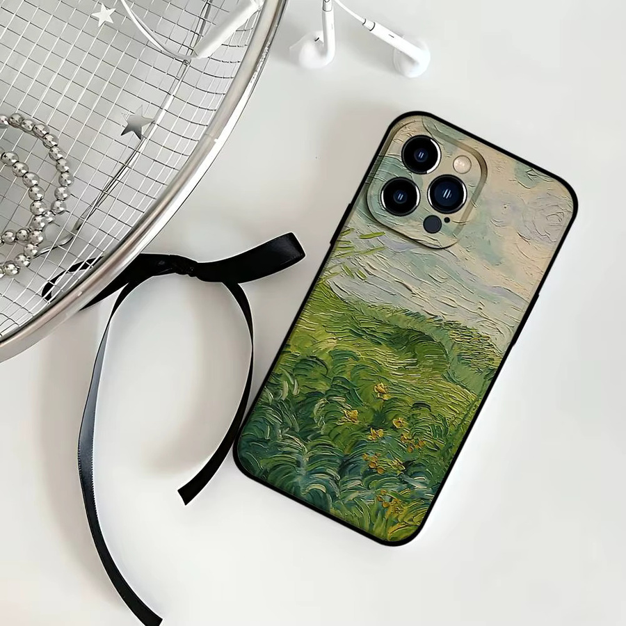 Mesuca Handyhülle mit Van Gogh Monet Ölgemälde Motiv in Schwarz passend für iPhone 17, 16, 15, 14, 13, 11 Pro Max, Plus, X, XR, XS Max und 13 Mini - Bild 1