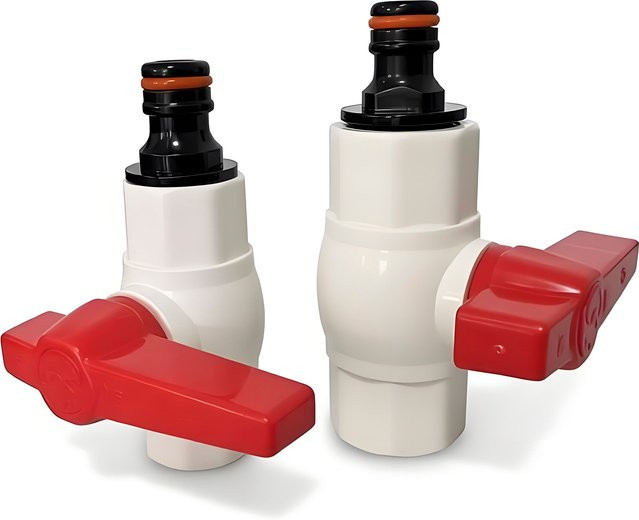 Gartenbewässerungs-Verbindungsset aus weißem PVC mit Kugelhahn und Nippel, Innengewinde G3/4'' und 1/2'' - Bild 1