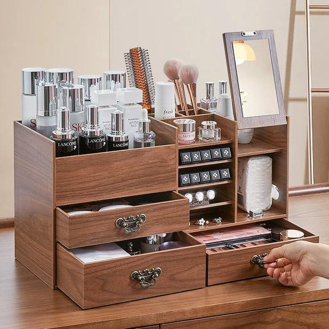 Chose One Kosmetik-Aufbewahrungsbox mit Spiegel, Grau - Bild 1
