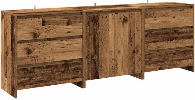 vidaXL 3-teiliges Sideboard in Altholz-Optik, braun, Holzwerkstoff, B/T/H: 60 x 30 x 75 cm - Bild 1