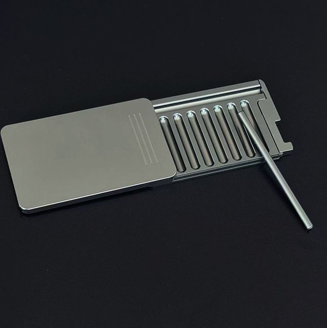 KeYi 8-Fach Schnupftabak-Behälter-Set aus Metall in Silber/Grau mit Schiebedeckel und integriertem Aluminium-Strohhalm - Bild 1
