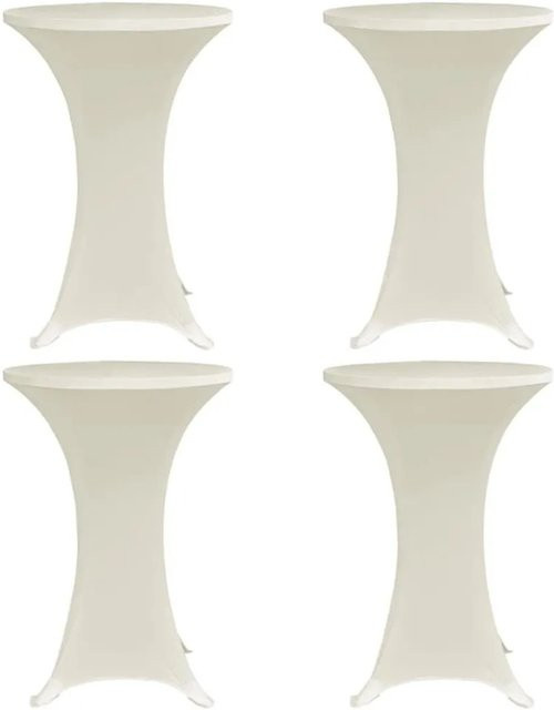 DELUKE 4er Set Stretch-Stehtischhussen AMAU in Cremefarben, elastische Tischdecken für runde Stehtische, Durchmesser: 60 cm - Bild 1