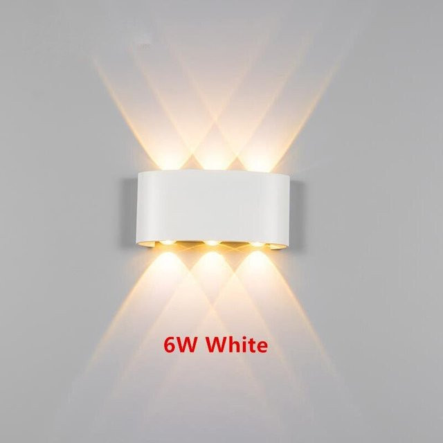 YSXX LED-Wandleuchte aus Aluminium in Weiß, IP65 wasserdichte Außenleuchte mit Up-Down-Licht für Garten, Treppen, Wohnzimmer und Schlafzimmer, 6W Cool White - Bild 1