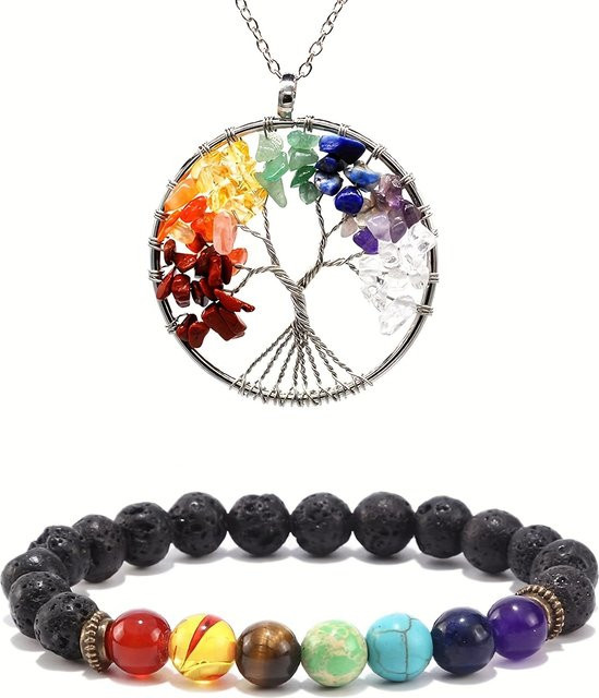 Halskette und Armband Set, Silber, Kristall, Unisex - Bild 1