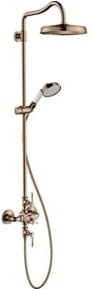 Hansgrohe Axor Montreux Showerpipe mit Thermostat, Kopfbrause und Handbrause, poliertes Gold - Bild 1