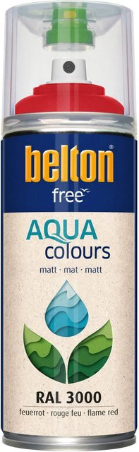 Belton Free AQUAcolours Wasserbasierter Buntlack RAL 3000 Feuerrot Matt 400 ml - Bild 1