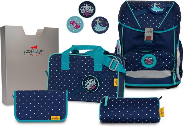 DerDieDas ErgoFlex Schulranzen-Set, 5-teilig mit Sporttasche, Star Princess, Blau - Bild 1