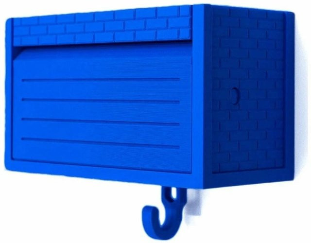 Schlüsselhalter Rocajijian Auto-Garage mit sich öffnender Tür als Wanddekoration, Blau, B/T/H: 10,7 x 6,4 x 5,4 cm - Bild 1
