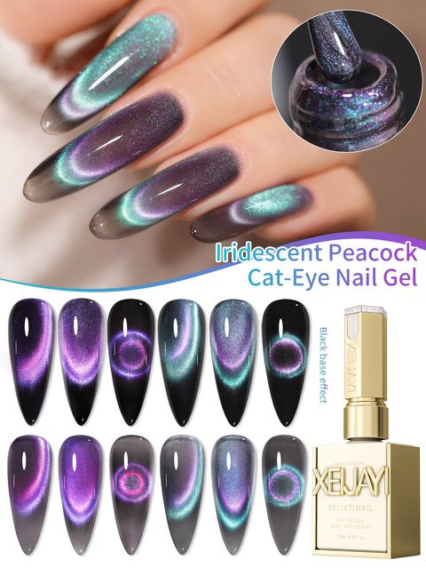 XEIJAYI Cat Eye Gel Nagellack-Set Iridescent Peacock, 15 ml - Bild 1