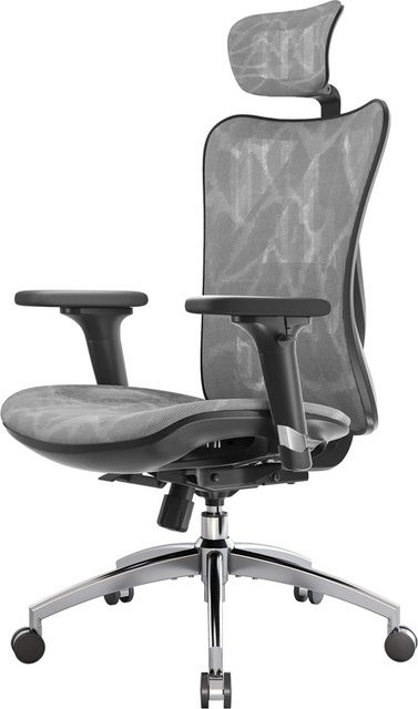 SIHOO M57 Ergonomischer Bürostuhl in Grau mit 3D-Armlehnen, Kopfstütze und verstellbarer Lendenwirbelstütze - Bild 1