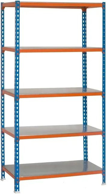 PROREGAL Schwerlastregal Big Metal Shark aus Metall, Blau-Orange, H x B x T: 200 x 100 x 40 cm - Bild 1
