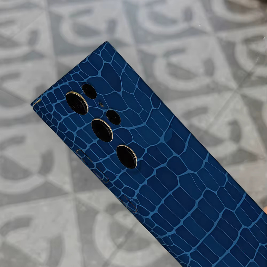 Stoßfeste Samsung Handyhülle in Tiefblau mit Kroko-Textur für Galaxy S26 S25 S24 S23 Ultra Plus - Bild 5