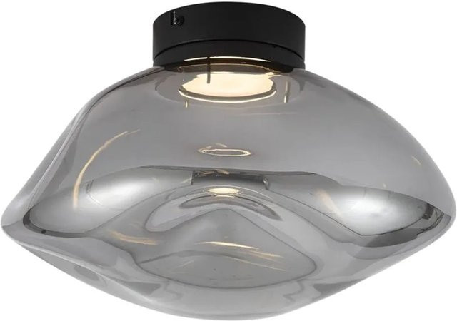QAZQA Design Deckenleuchte Gemma in Schwarz mit Rauchglas, dimmbar - Bild 1
