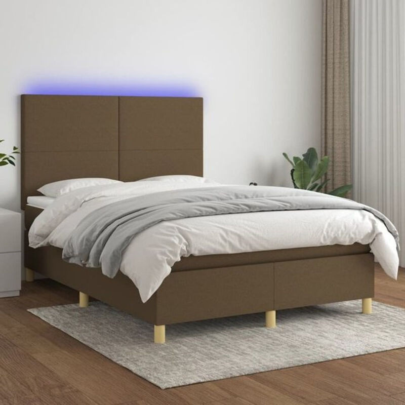 vidaxl Boxspringbett mit Matratze in Braun aus Stoff, B/T/H: 140 x 200 cm - Bild 1