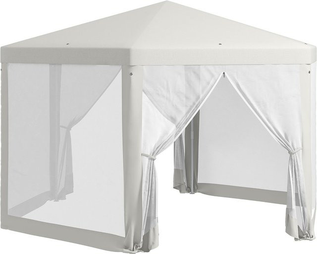 Outsunny Gartenpavillon sechseckig aus Polyester und Metall mit Moskitonetz, B/T/H: 394 x 341,2 x 210 cm - Bild 1