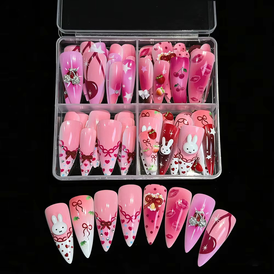 MAFANAILS Kunstnägel, Rosa, Mandelform, Glänzend, 96 Stück - Bild 3