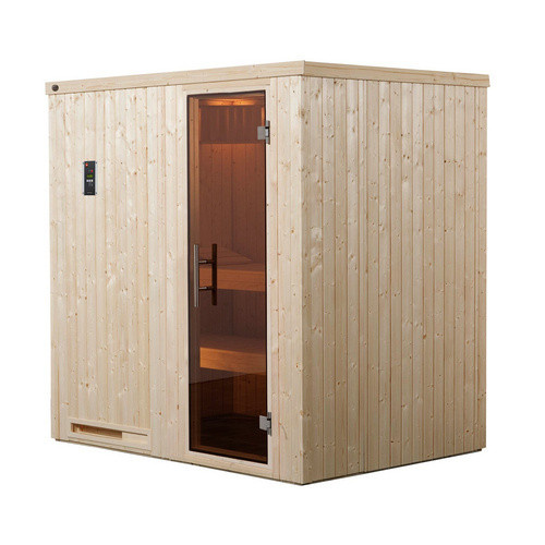 Weka Elementsauna Halmstad BioS mit Glastür und 7,5 kW Sparset, braun/grau, B/H/T: 194 x 199 x 144 cm - Bild 2