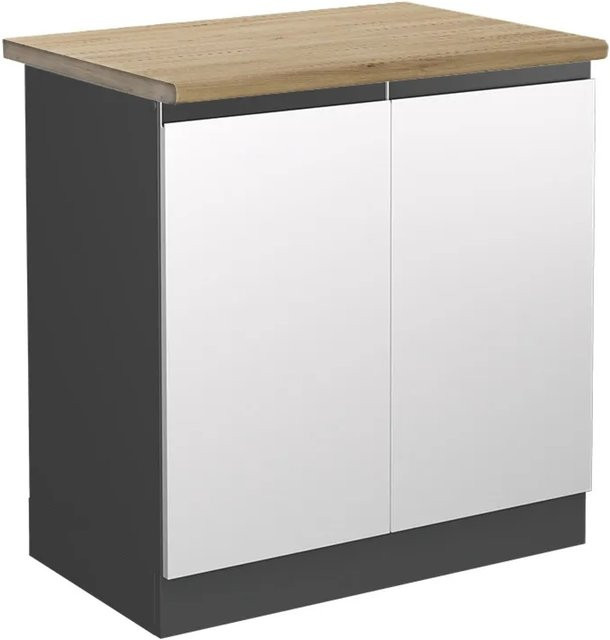 Vicco R-Line Spülenunterschrank Küchenunterschrank Weiß/Anthrazit mit Eichenoptik, B/T/H: 80 x 60 x 81,6 cm - Bild 1