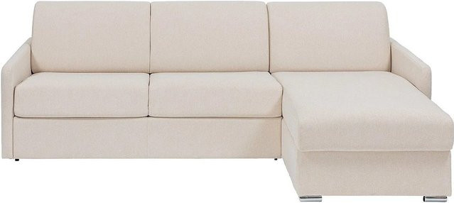 Vente-unique Schlafsofa Calife in Beige, modernes L-Shape Sofa mit Stoffbezug und Schaumstoffpolsterung, Breite: 241 cm - Bild 1