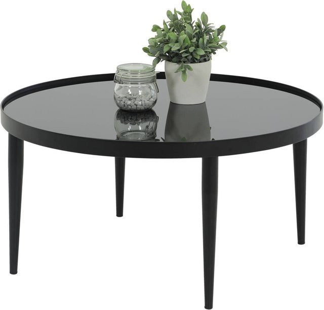Couchtisch Hela modern in Schwarz mit Glasplatte und Metallgestell, Höhe: 40 cm, Breite: 80 cm - Bild 1