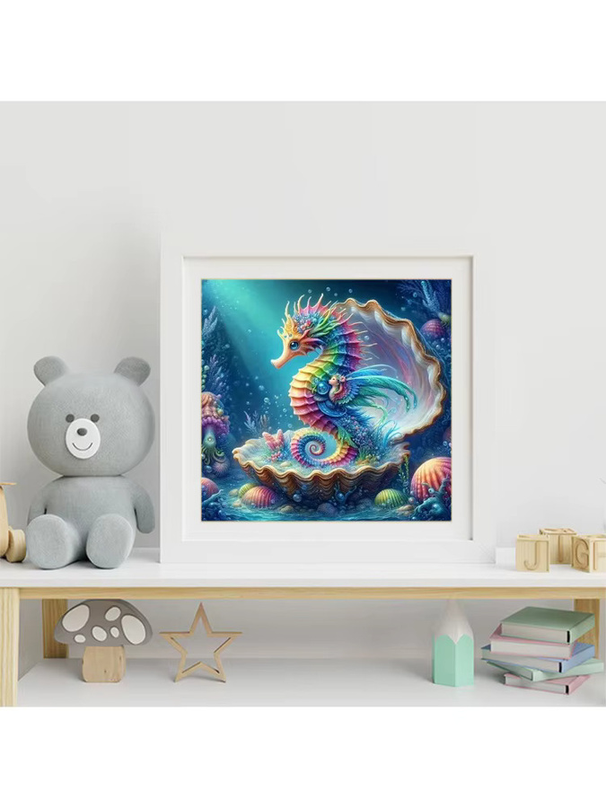 Momoart Diamantmalerei Seepferdchen und Muschel als DIY Wanddekoration, Multicolour, B/H: 30 x 20 cm - Bild 3
