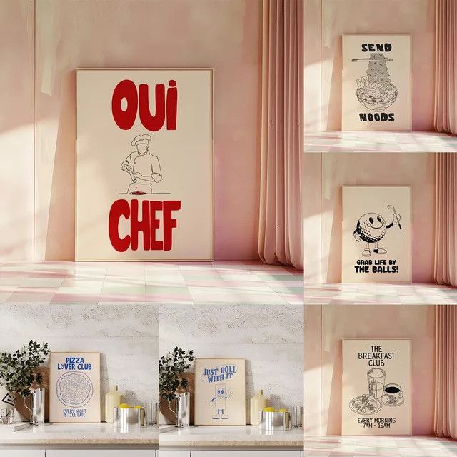 Oui Chef Gourmet Leinwanddruck Pizza Club Wandkunst Poster für moderne Heimdekoration - Bild 1