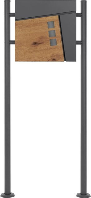 ML-Design Standbriefkasten mit Zeitungsfach in Anthrazit und Holzoptik, H x B x T: 120 x 37 x 36,5 x 11 cm - Bild 2