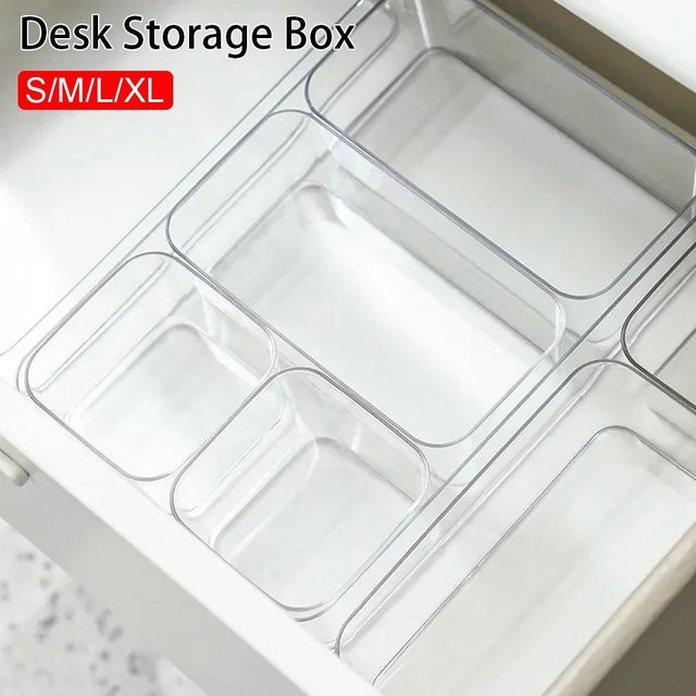 Transparente Kunststoff-Aufbewahrungsbox als Schreibtisch-Organizer und Schmuckbox für Make-up und Kleinteile - Bild 1