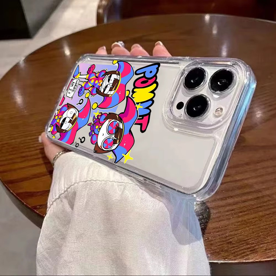 FUNDA Handyhülle mit Cartoon Digital Circus Design für iPhone 16 15 14 13 Pro Max Plus, stoßfest und weich mit transparenter Rückseite, Multicolor - Bild 2