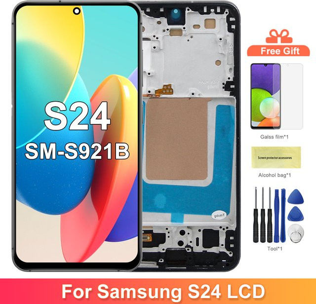 Samsung S24 SM-S9210 LCD Display Touch Screen mit Rahmen Digitizer Ersatzbildschirm in Schwarz - Bild 1